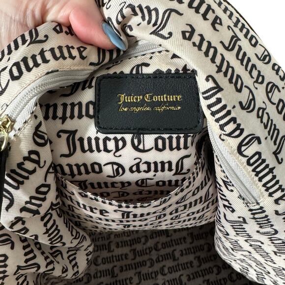 Juicy Couture Black Rose Print Duffel Bag Crossbody Book Bag Tote Bag Carry-On - Picture 5 of 8